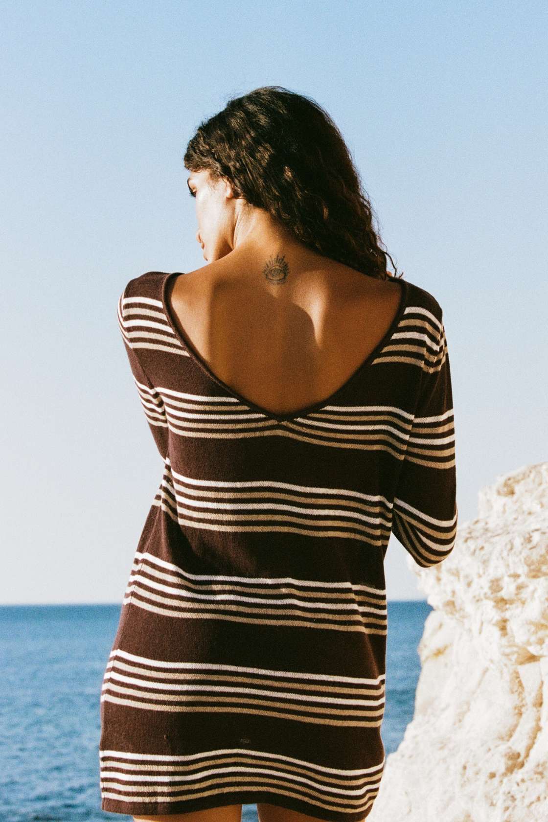 Nia Long Sleeve Mini Dress - Espresso Stripe