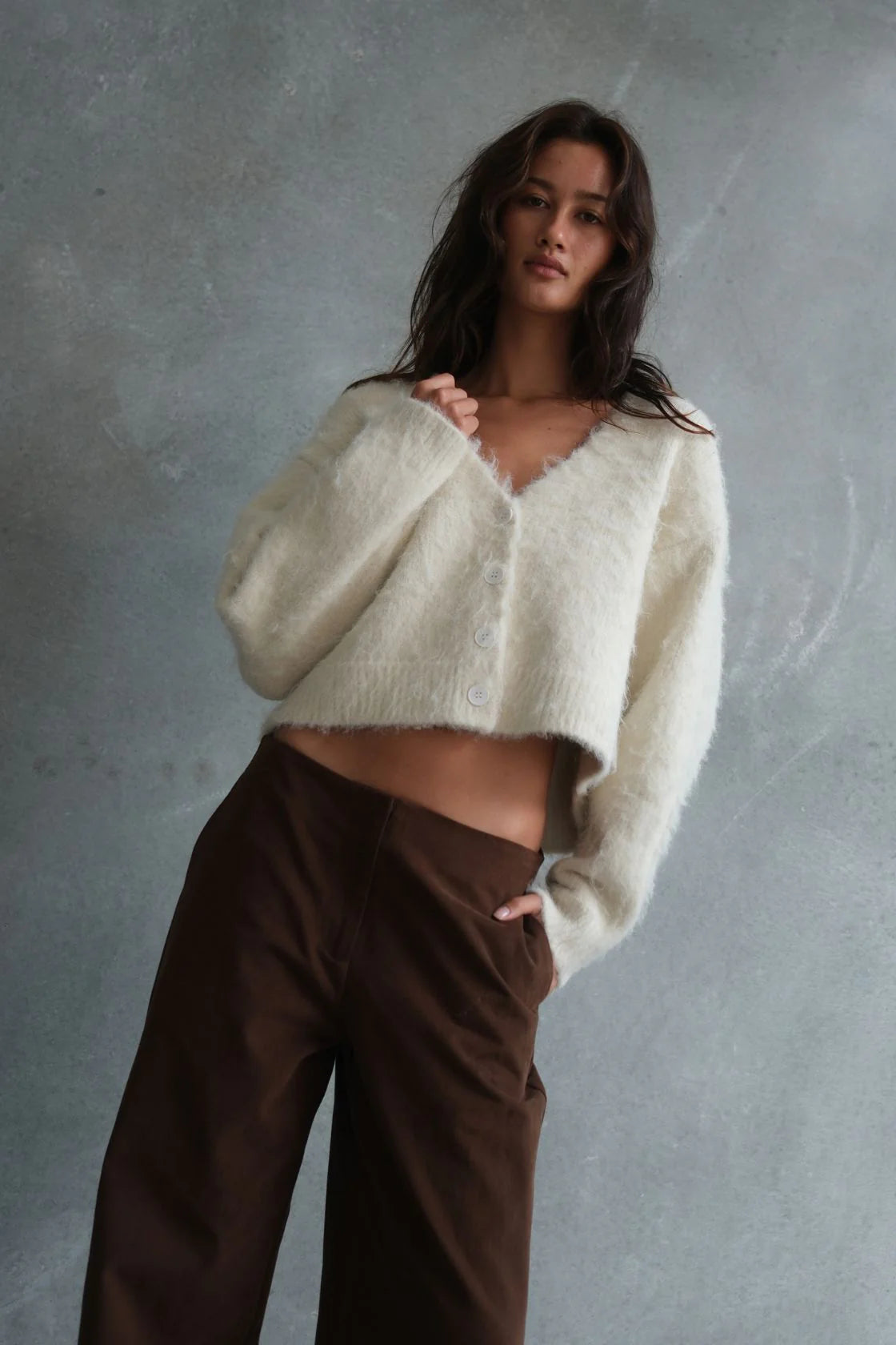 Liora Fluffy Cardigan - Cream