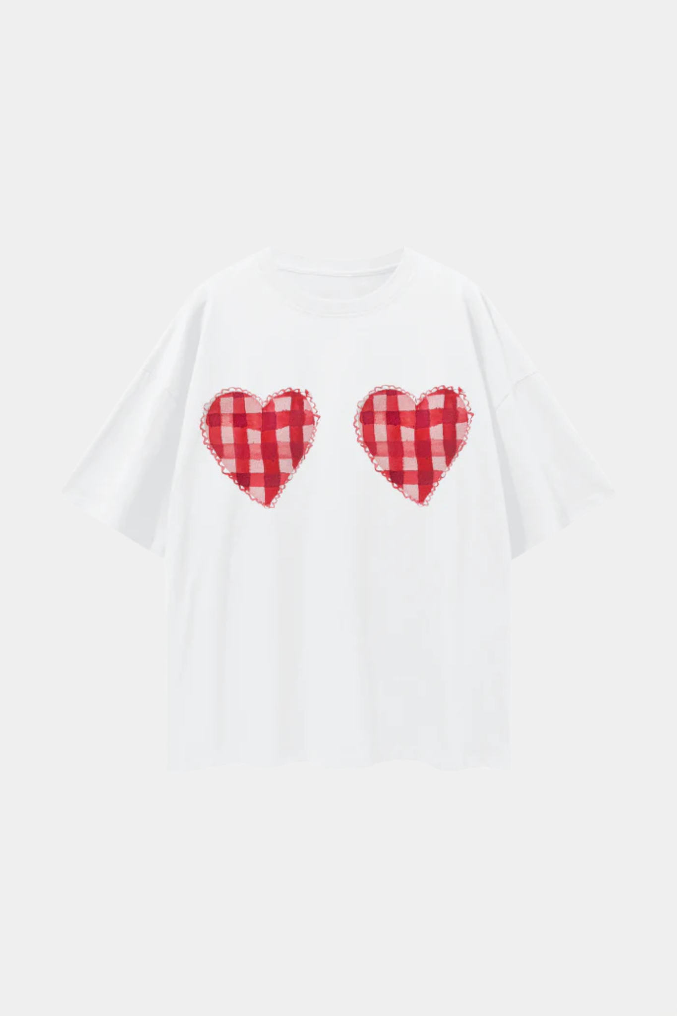 Gingham Hearts T-Shirt - White