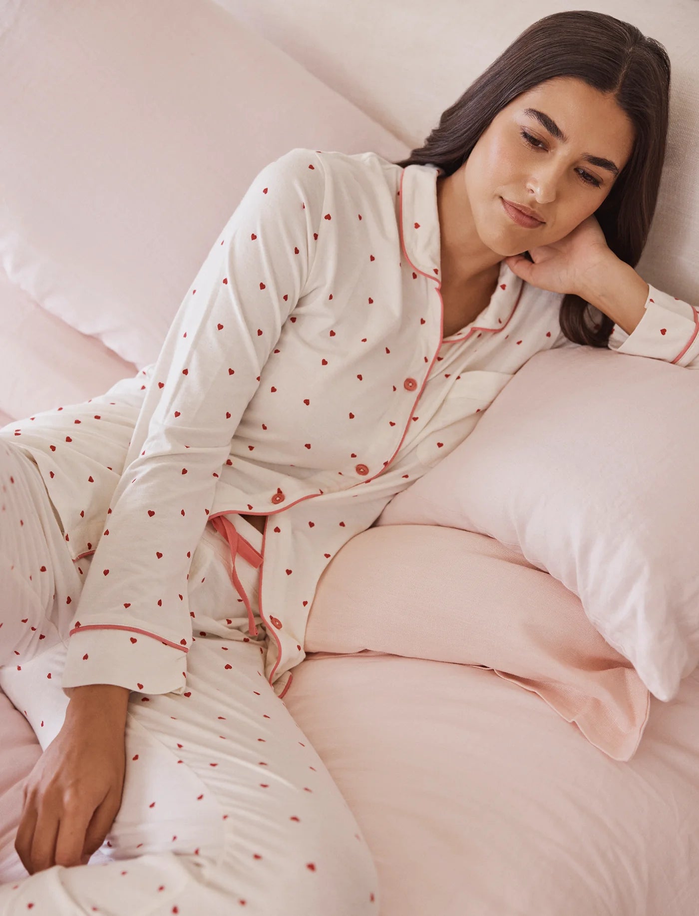 Kate Modal Soft Full Length PJ Set - Desert Rose Hearts