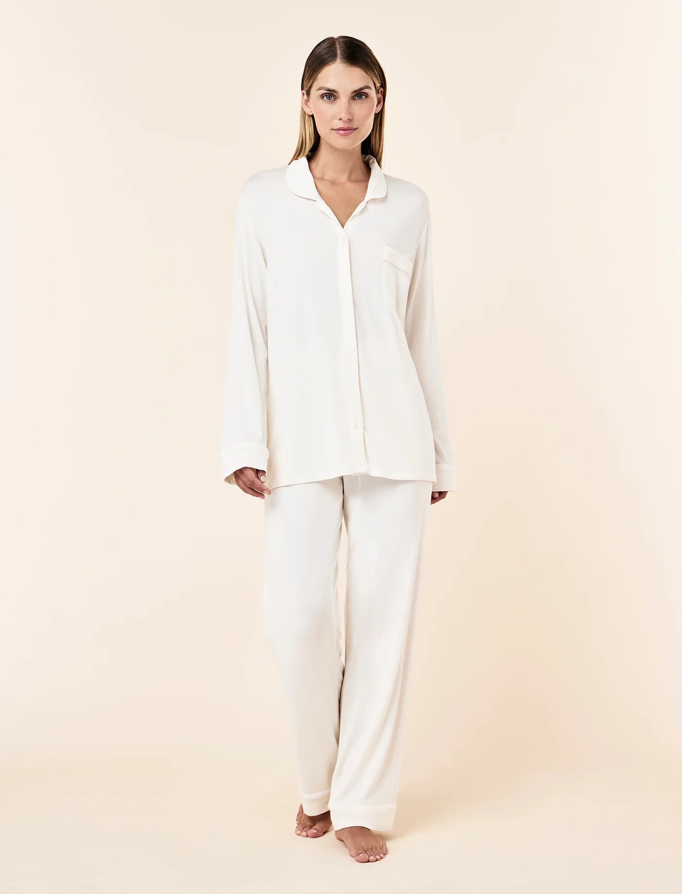 Kate Modal Soft Full Length PJ Set - Ecru