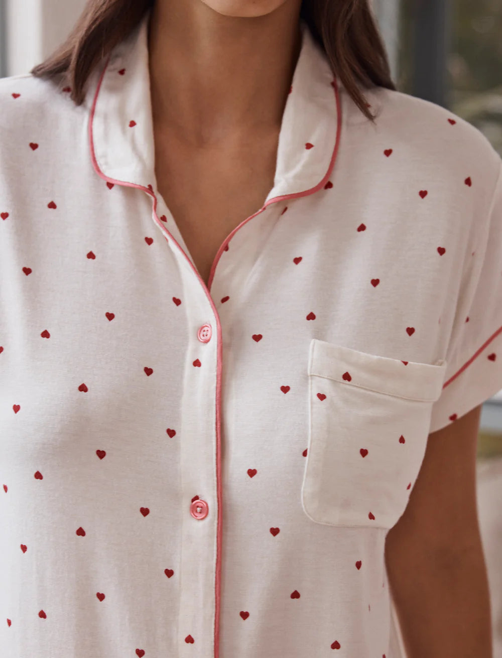 Kate Modal Soft Boxer PJ Set - Desert Rose Hearts