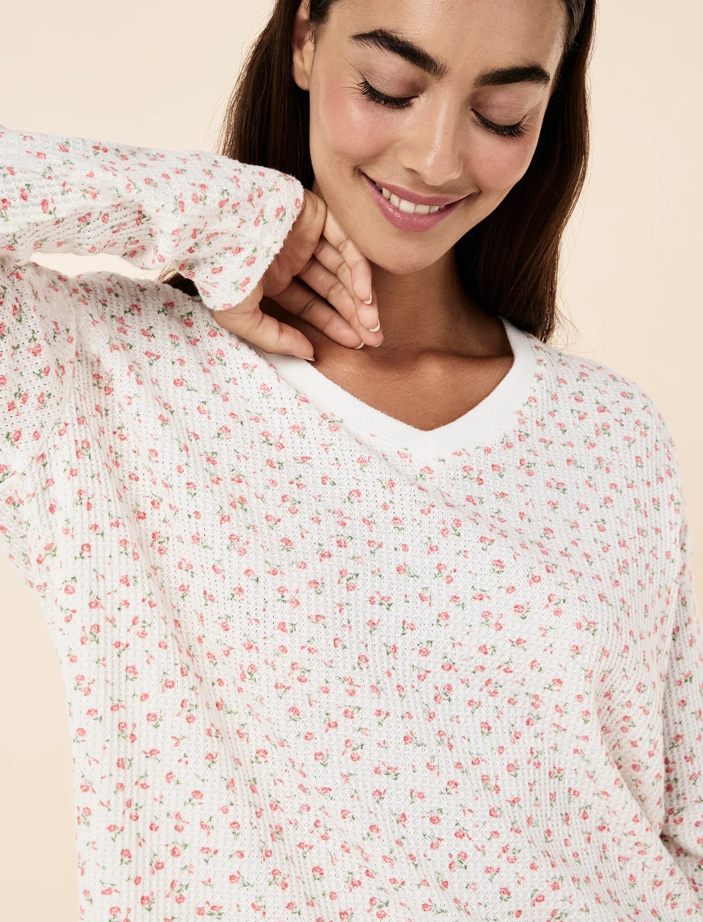 Super Soft Waffle V-Neck Long Sleeve Top & Jogger Set