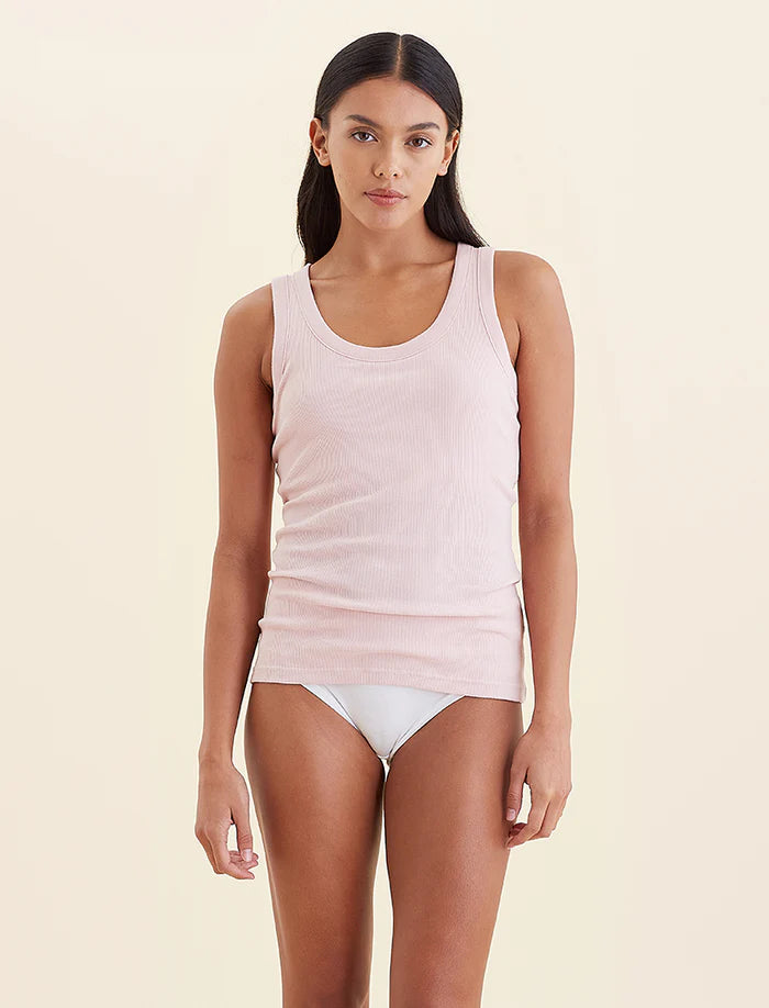 Milla Rib Shelf Bra Tank - Papinelle Pink