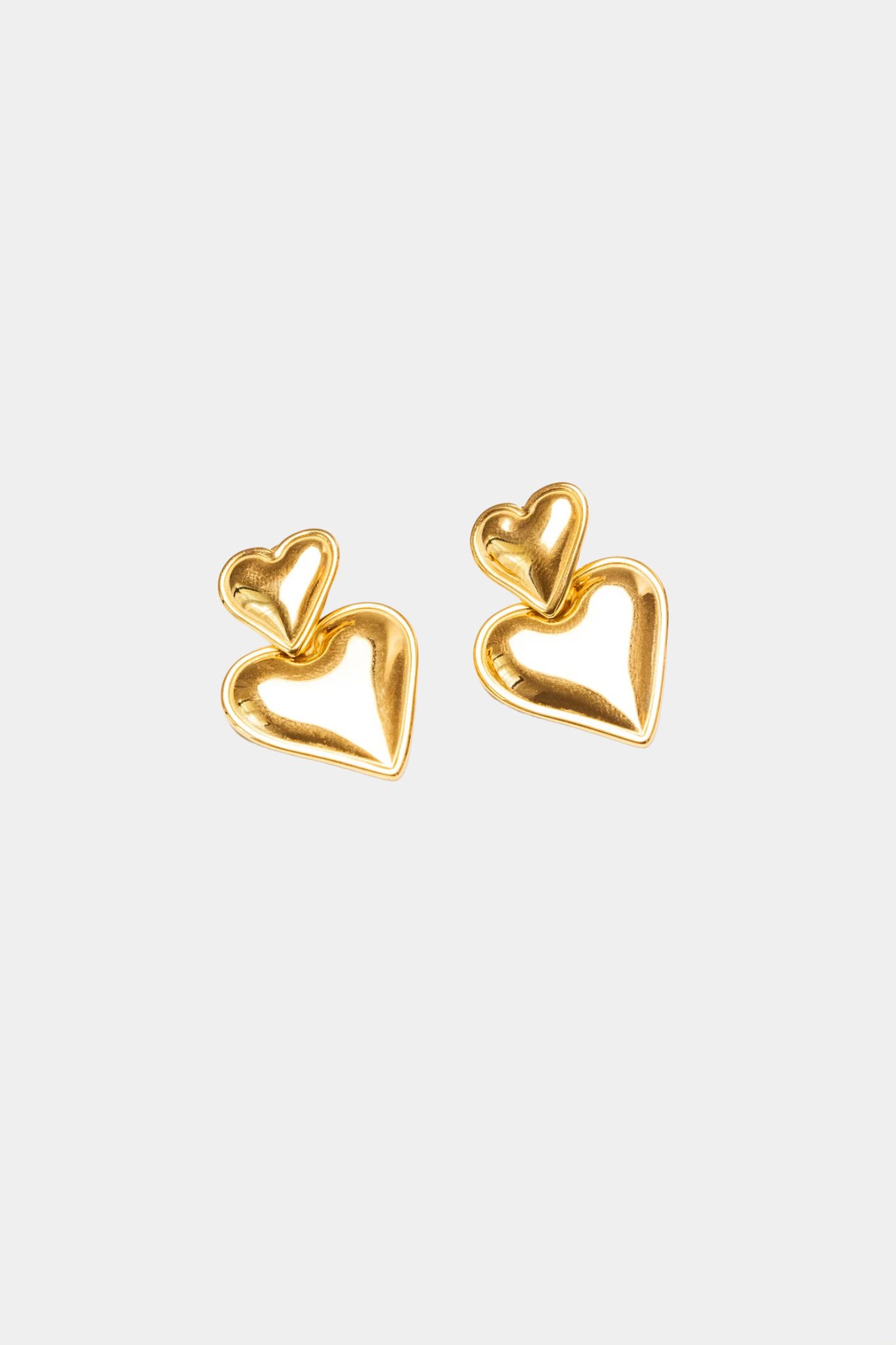 Double Heart Earrings in Gold