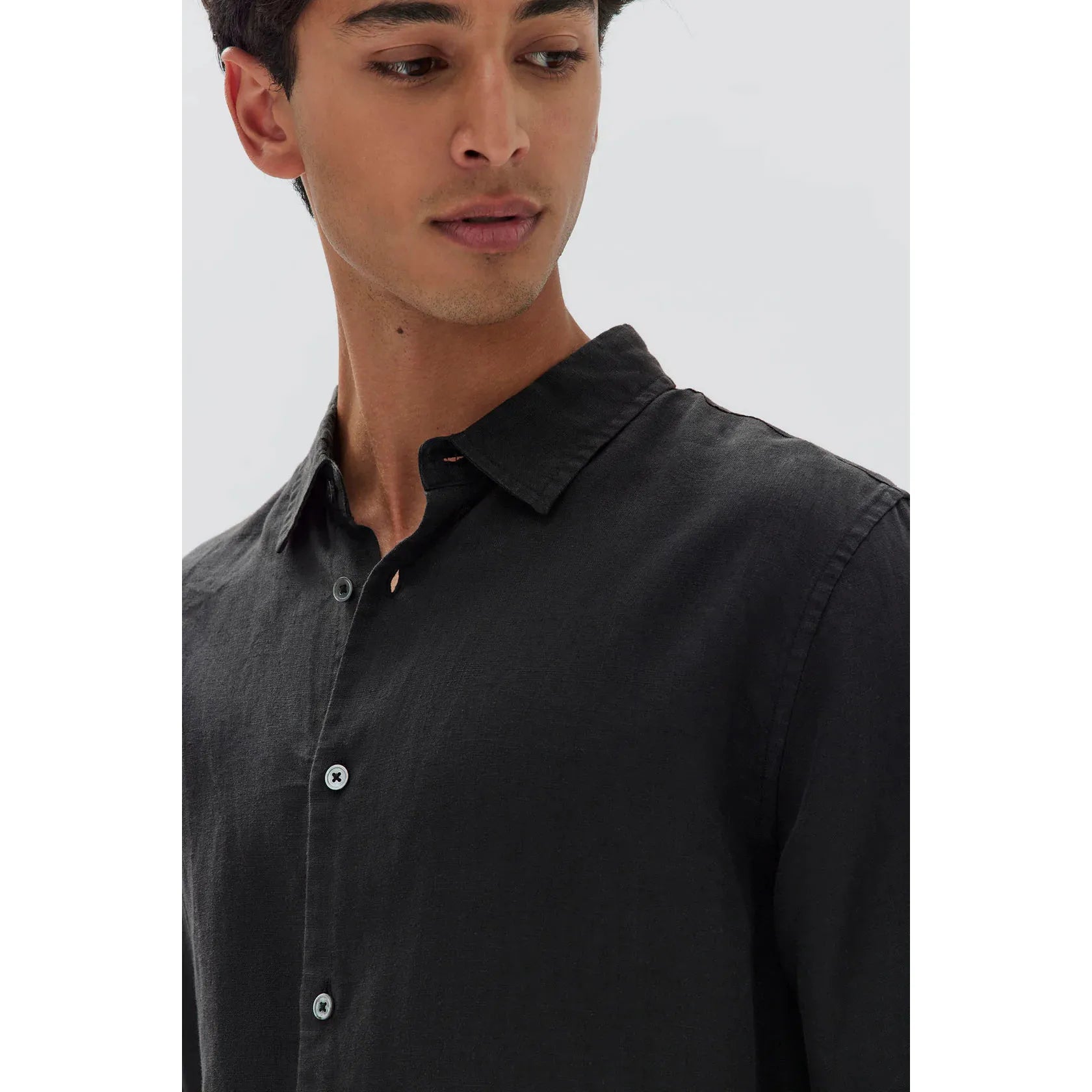 Assembly Label Everyday Linen Long Sleeve Shirt - Black