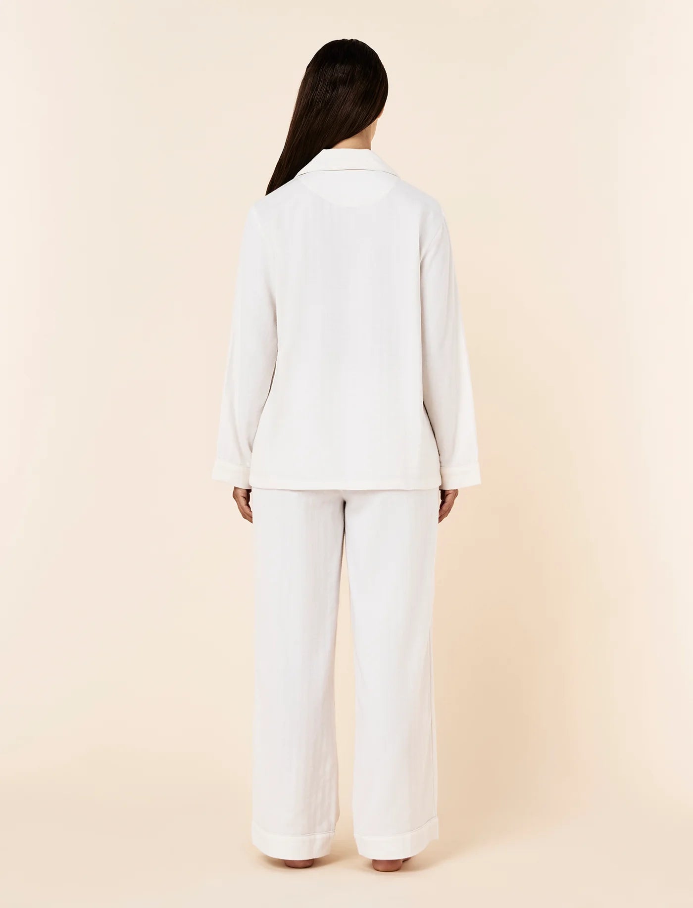 Super Soft Brushed Herringbone PJ Set - Ecru