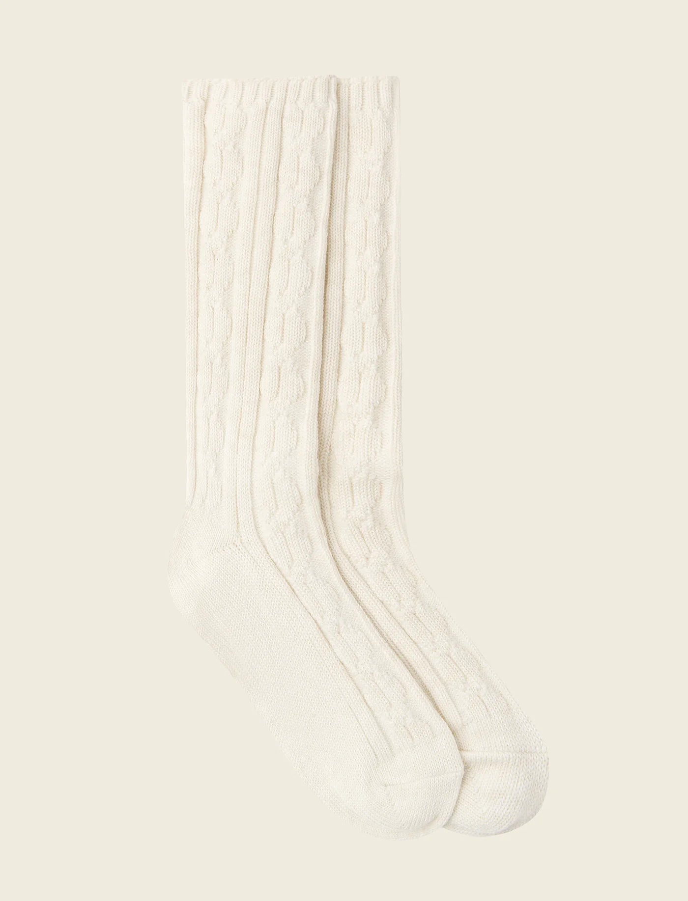 Cable Cotton Socks - Ecru