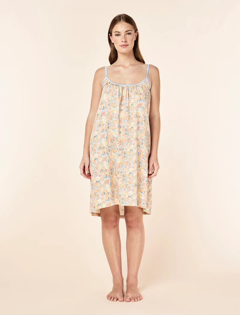 Carly Floral Strappy Nightie - Honey Yellow