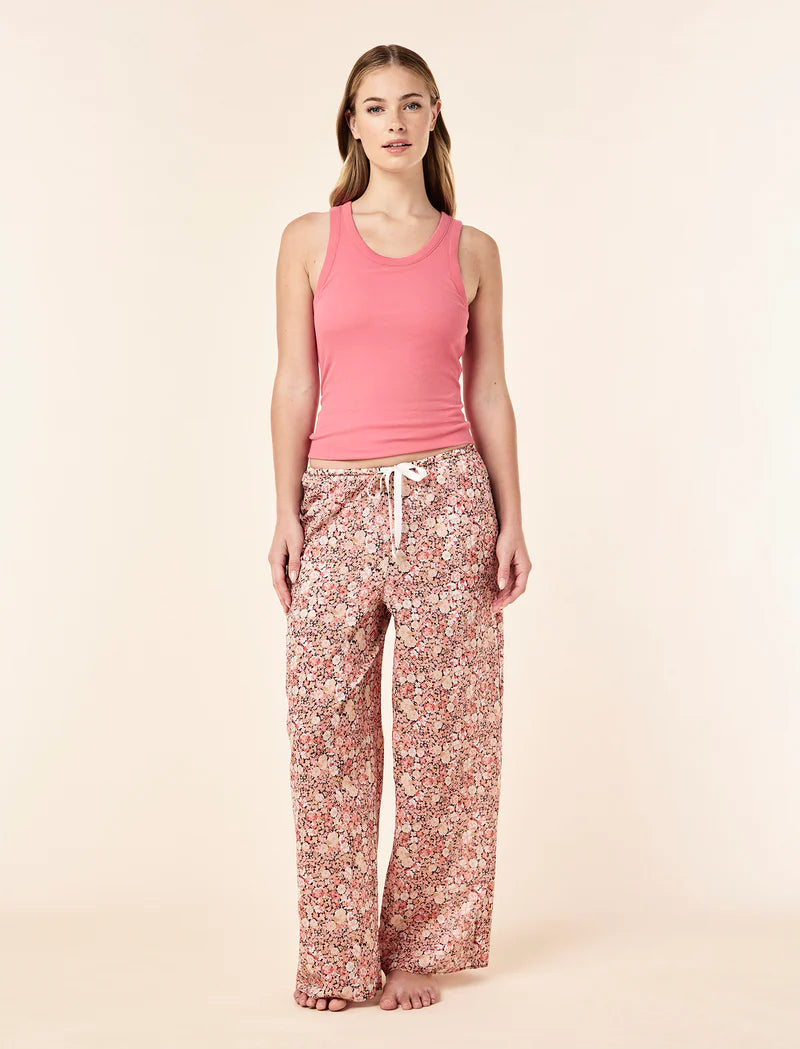 Carly Floral Wide Leg Pant - Desert Rose