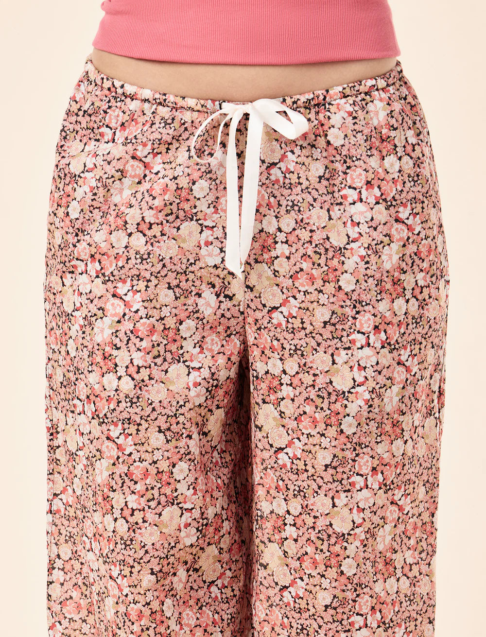 Carly Floral Wide Leg Pant - Desert Rose