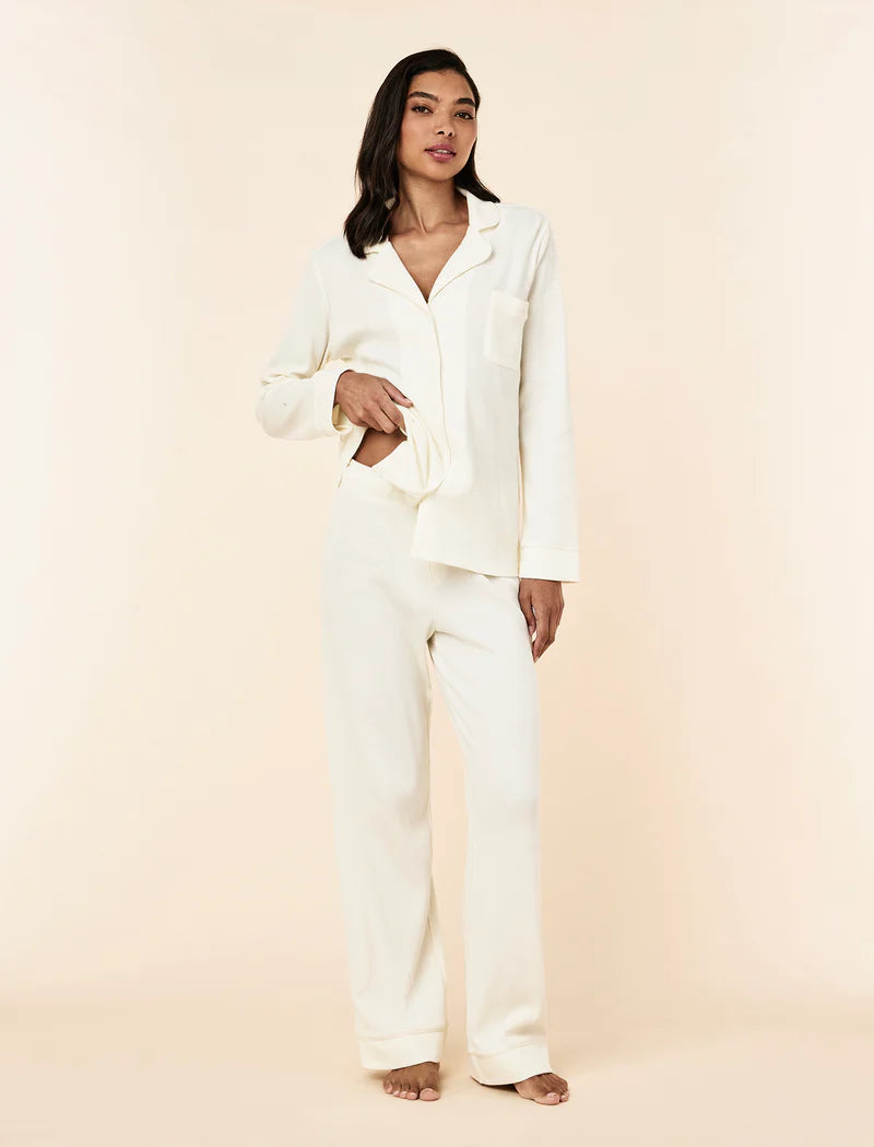 Claire Soft Cotton Waffle PJ Set - Soft Cream