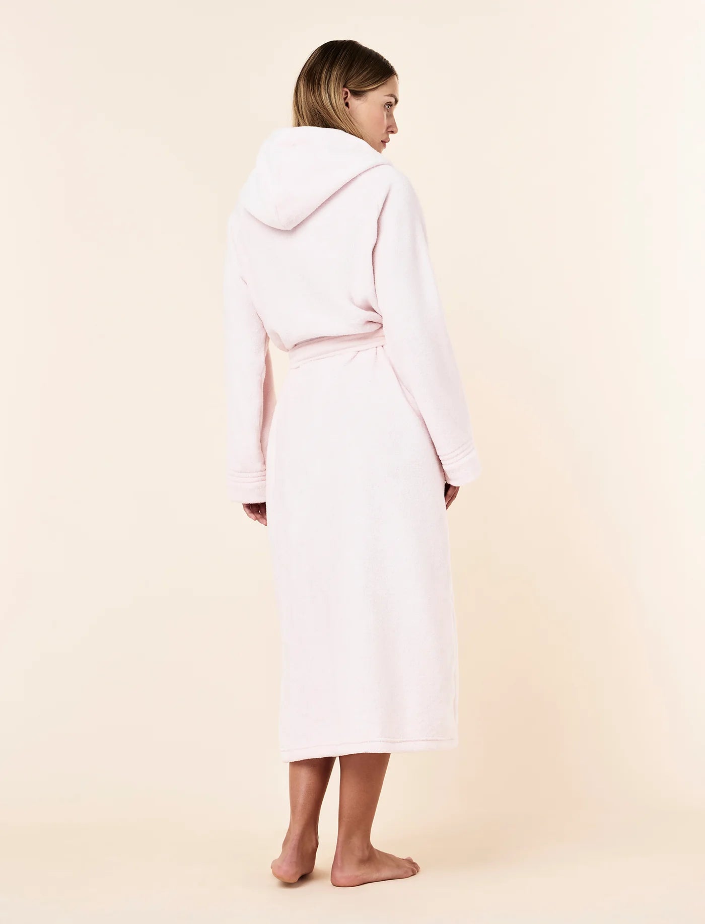 Long Plush Hooded Robe - Parfait Pink