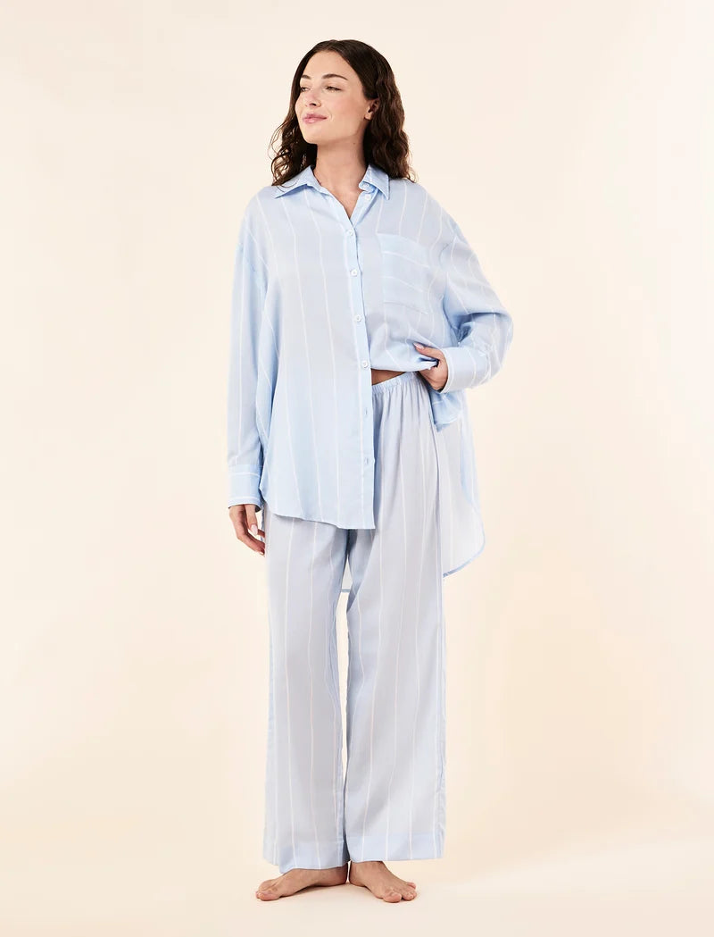Stripe Shirting Full Length PJ Set