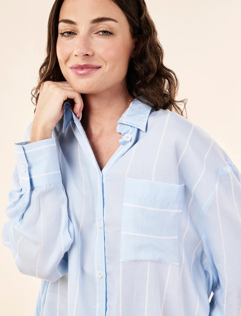 Stripe Shirting Full Length PJ Set
