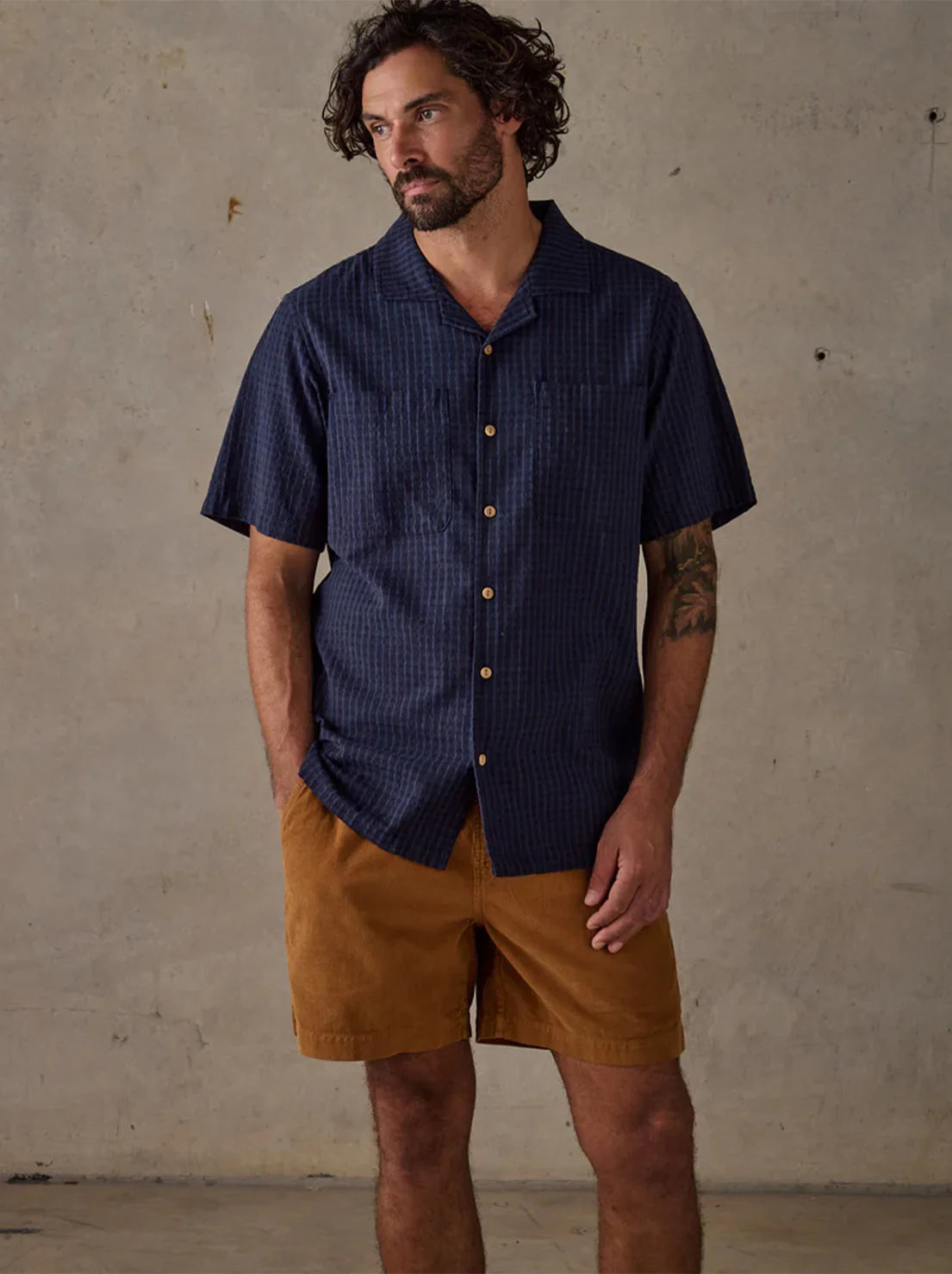 Camp Collar Shirt - Blue Multi (Dark)