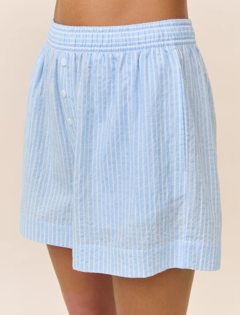 Sabrina Stripe Boxer &  Singlet Set - Blue Bell White Stripe