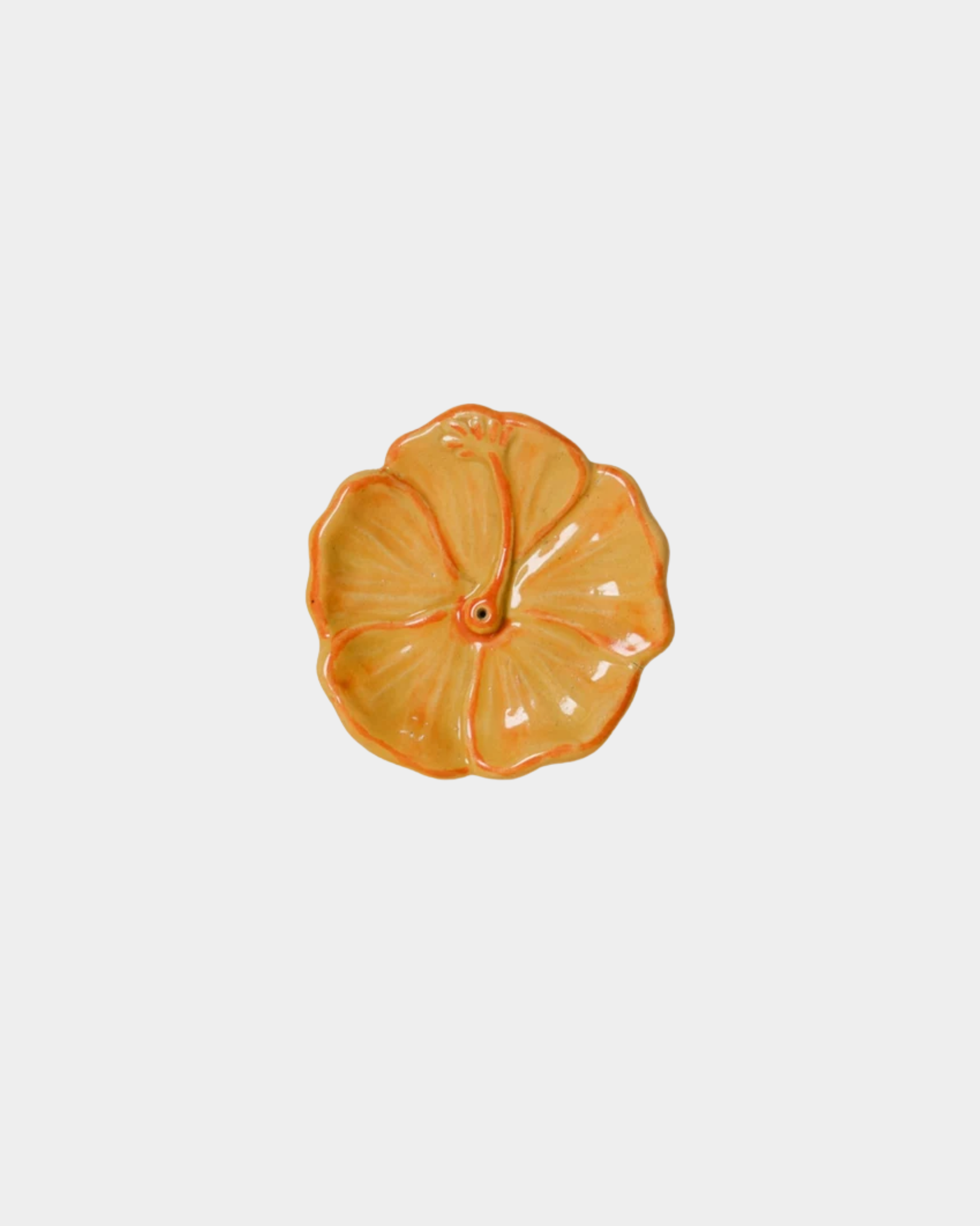 Hibiscus Ceramic Incense Holder - Golden Yellow