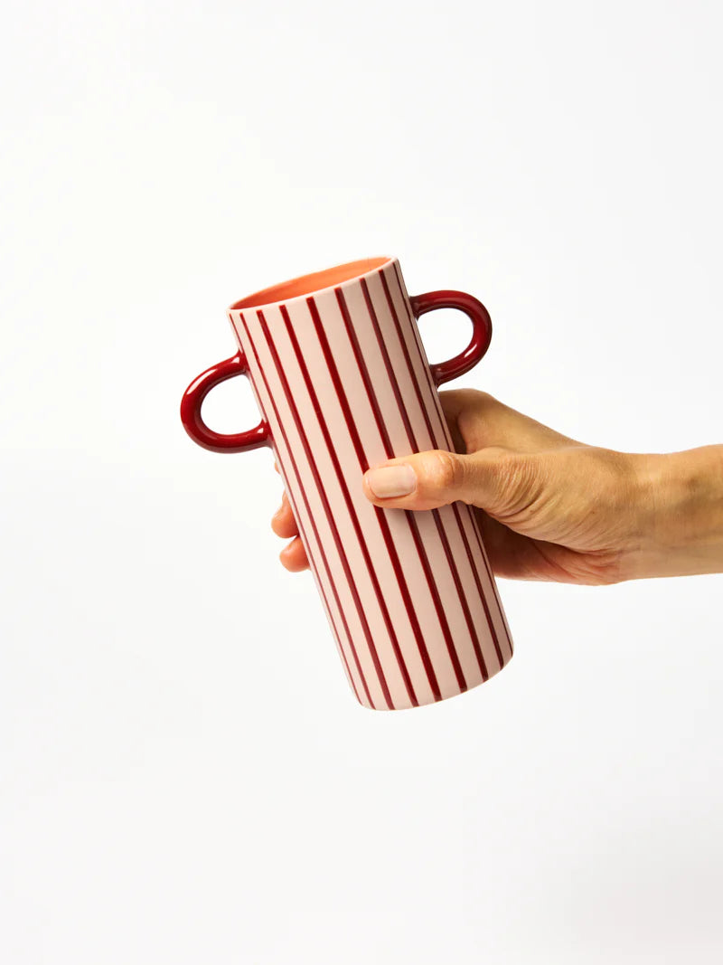 Griffe Bud Vase - Pink Pinstripe