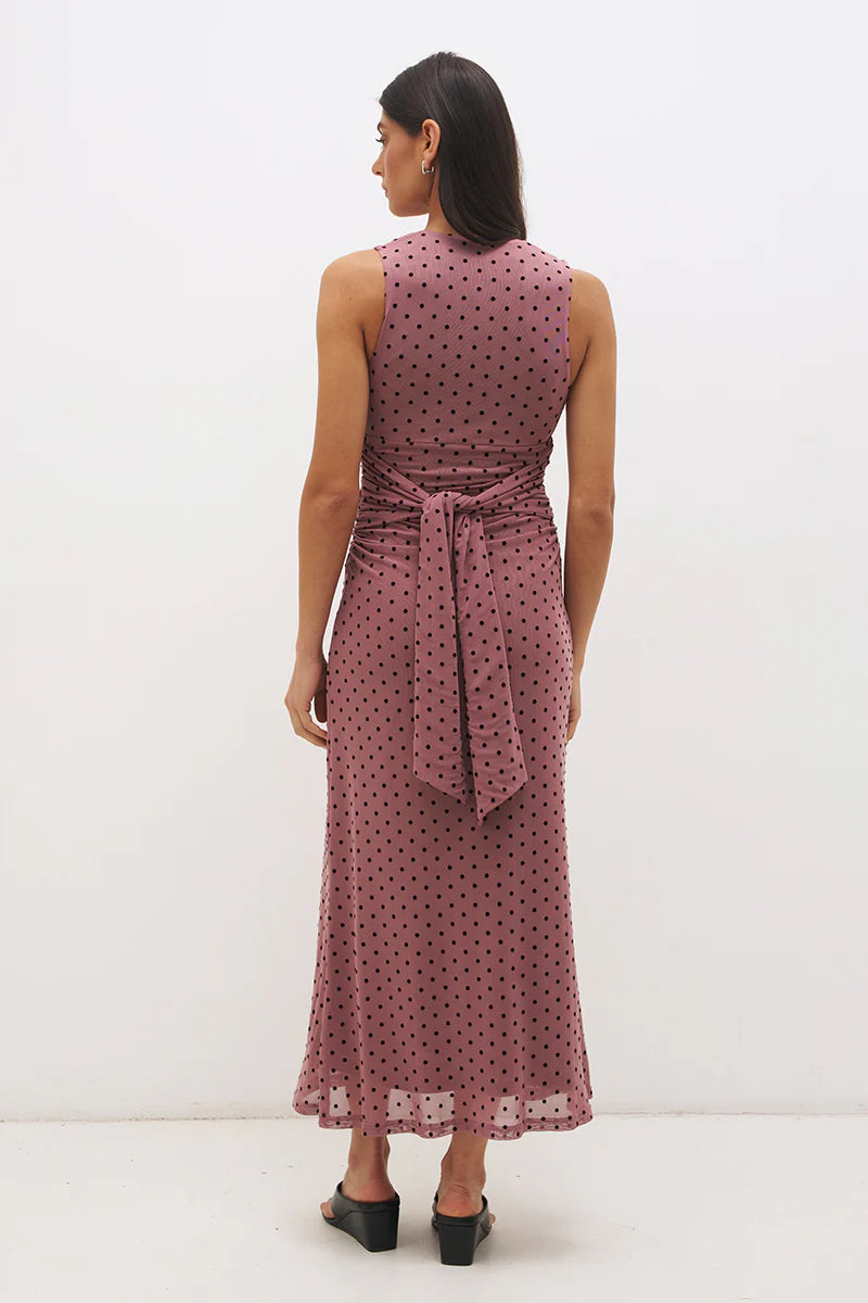 Sonata Spot Dress - Rosewood & Black