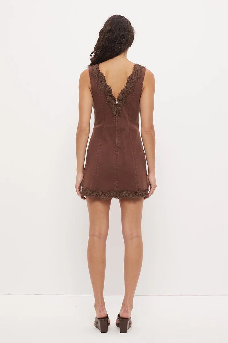 Lacie Denim Mini Dress - Mocha