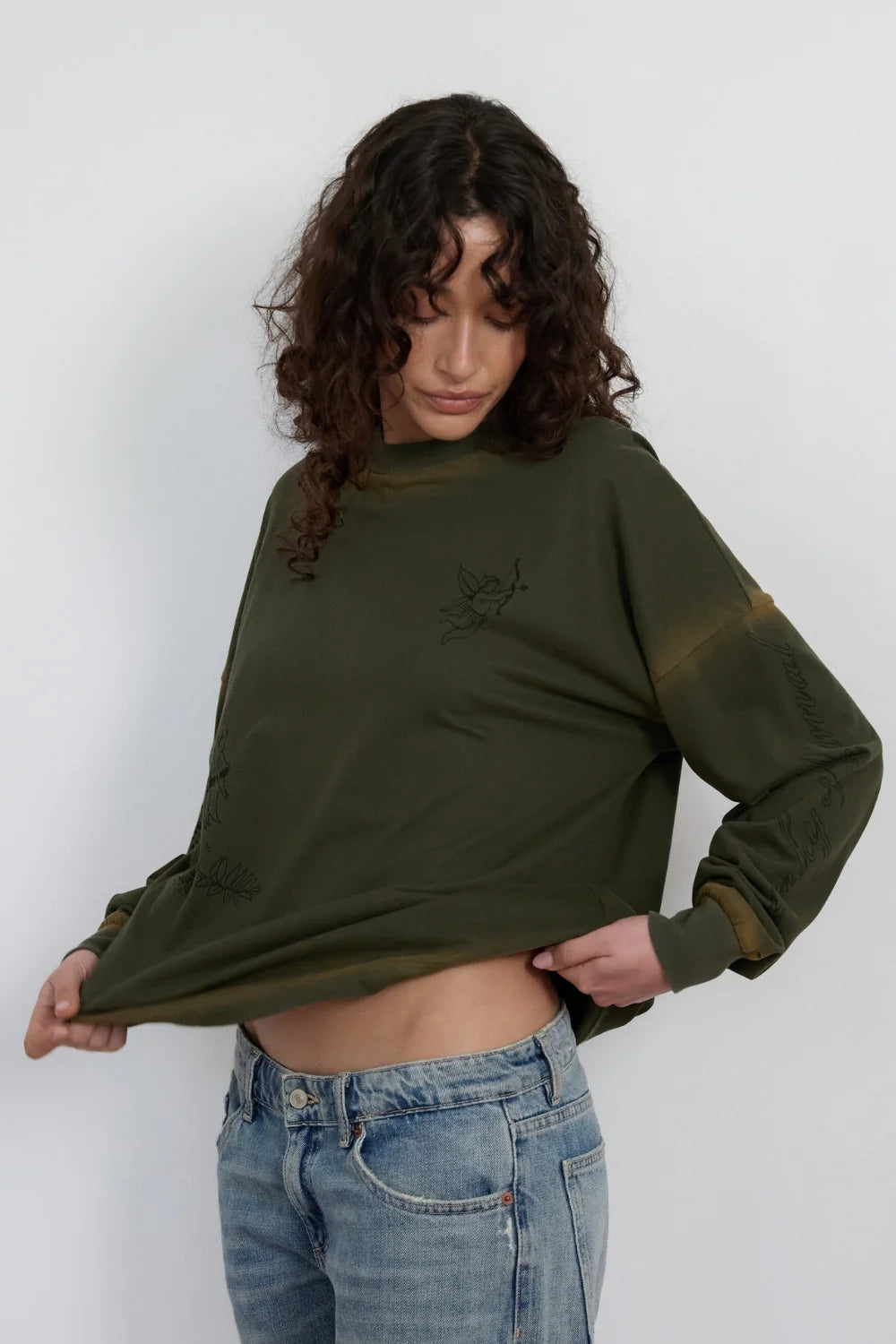 Cupid Long Sleeve Top - Khaki