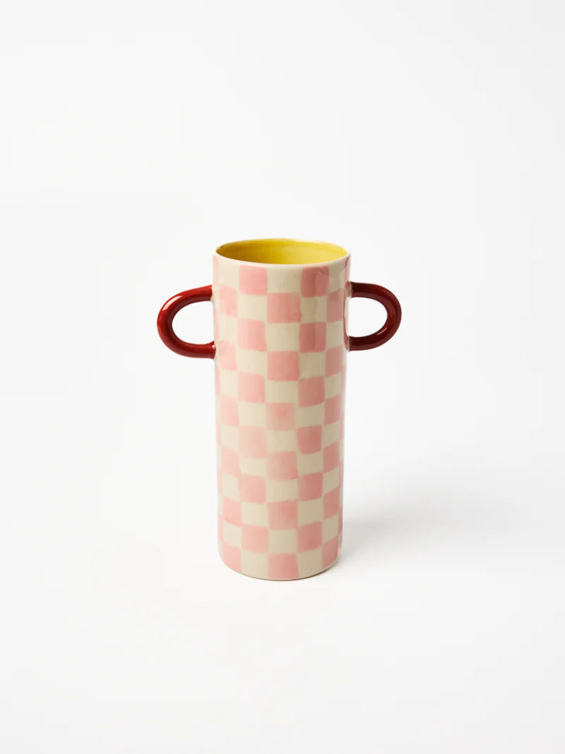 Griffe Bud Vase - Pink Check
