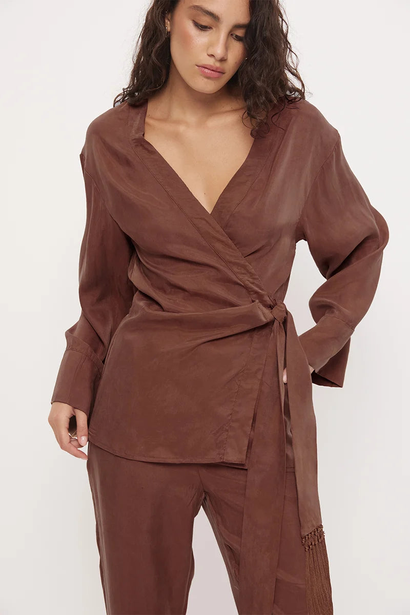 Imprint Kimono Top - Nutmeg
