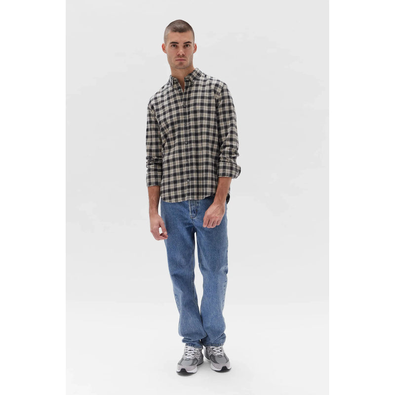 Assembly Label Brushed Flannel Check Shirt - Navy Check