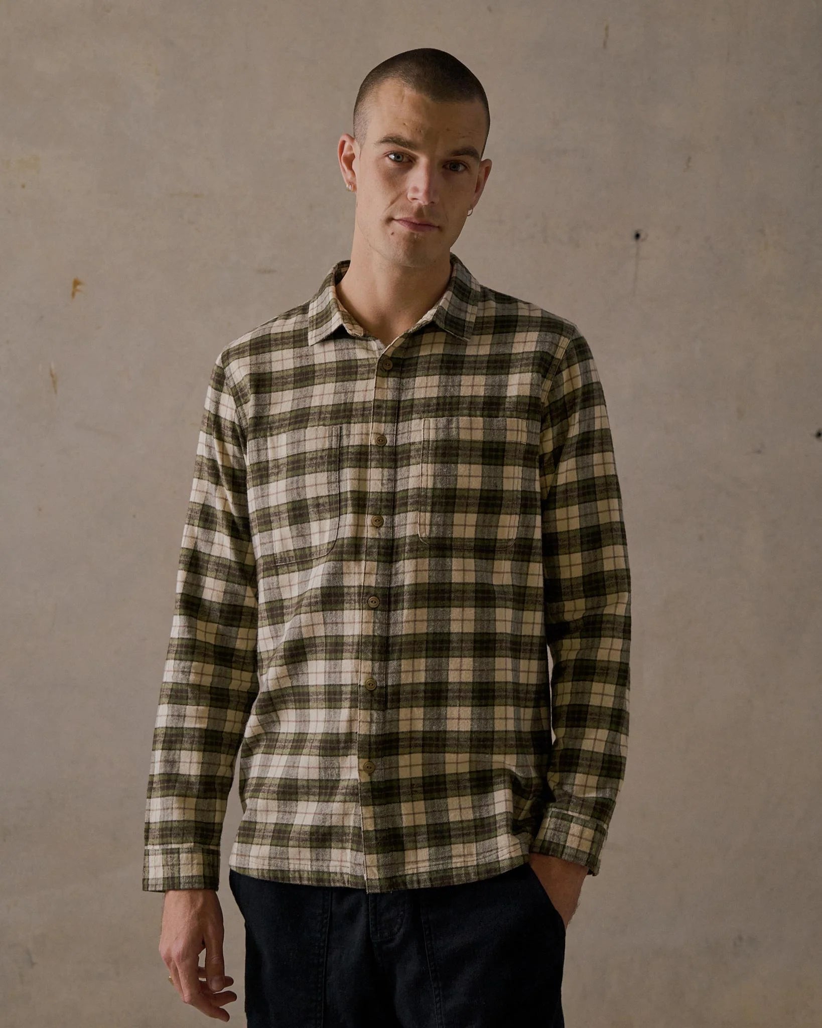 House Check Flannel Shirt - Green Multi