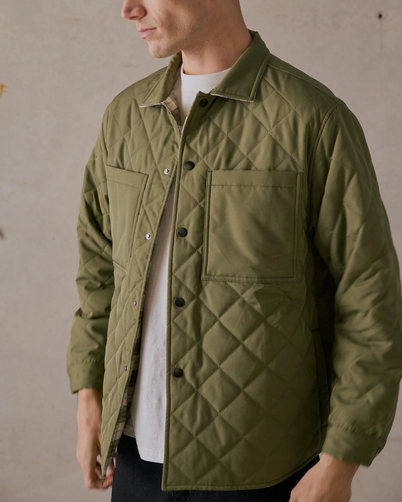 Reversible Quilted Jacket - Green Multi