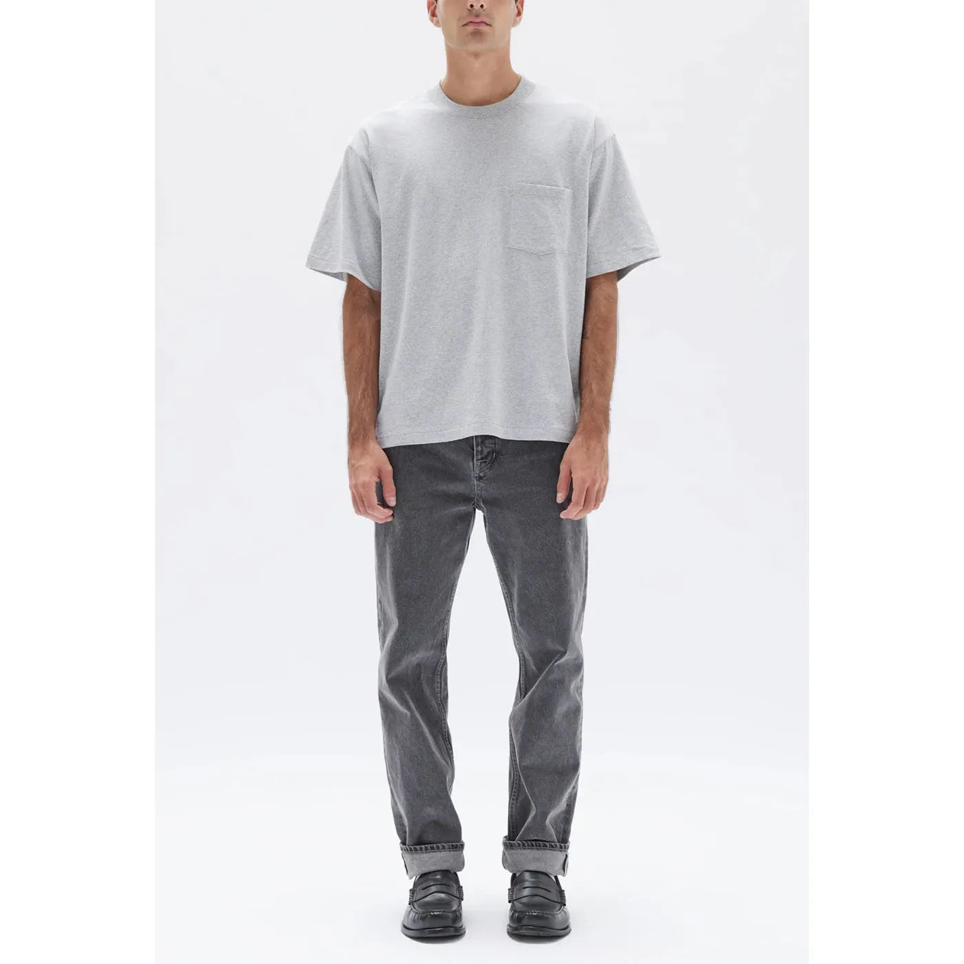 Assembly Label Lucas Cotton Short Sleeve Tee - Grey Marle