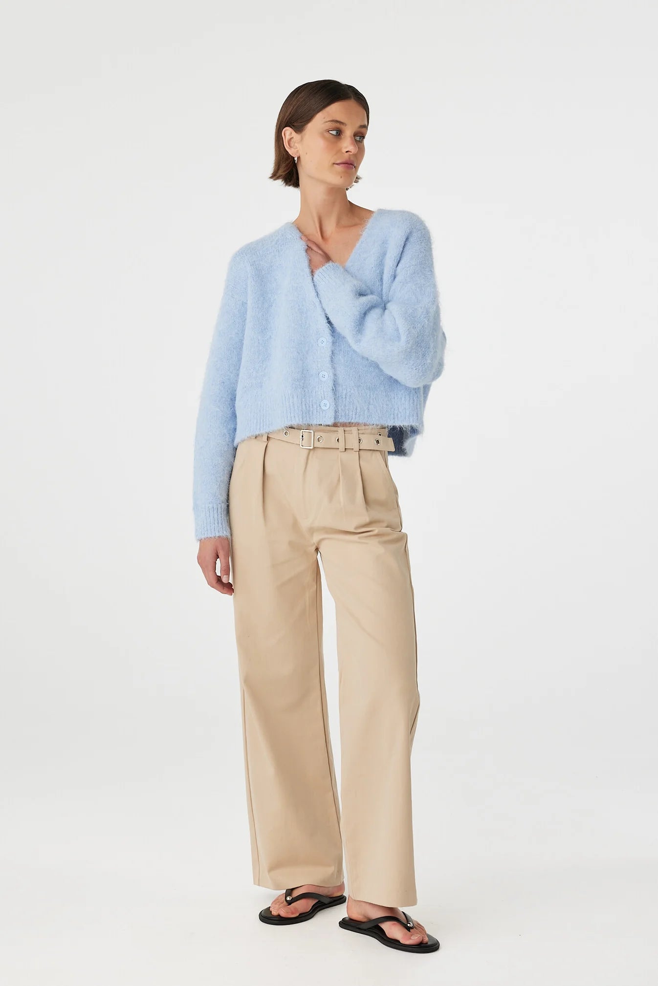 Liora Fluffy Cardigan - Sky