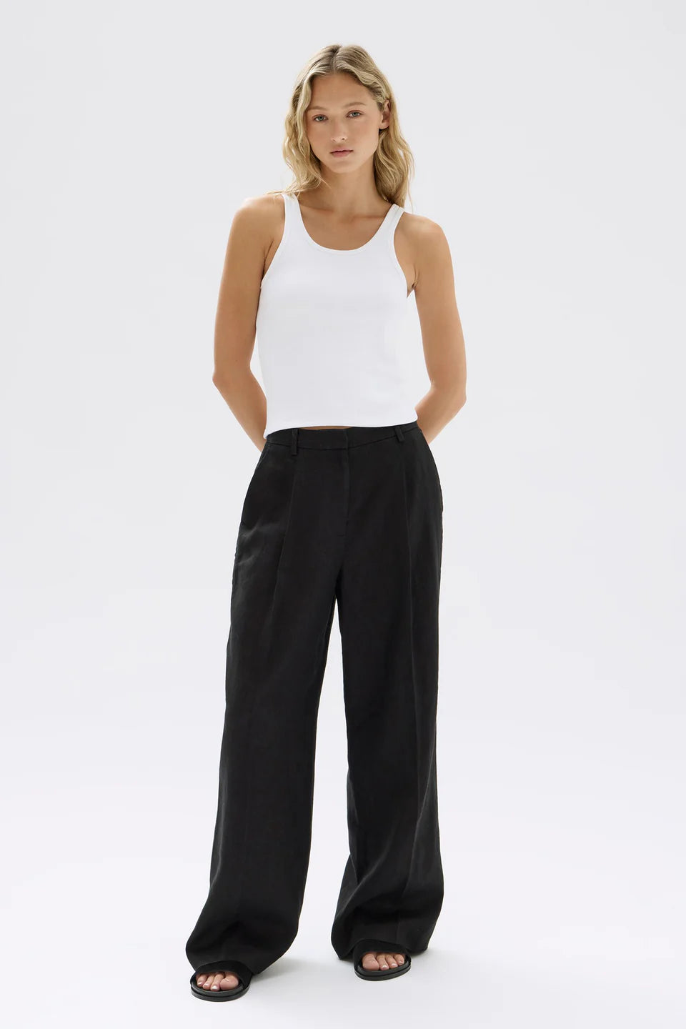 Aria Linen Pant - Black