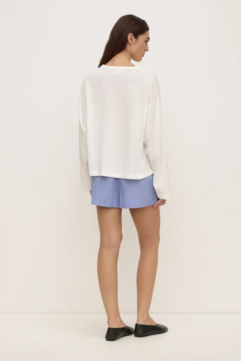 Ava Stripe Poplin Short - Navy Stripe