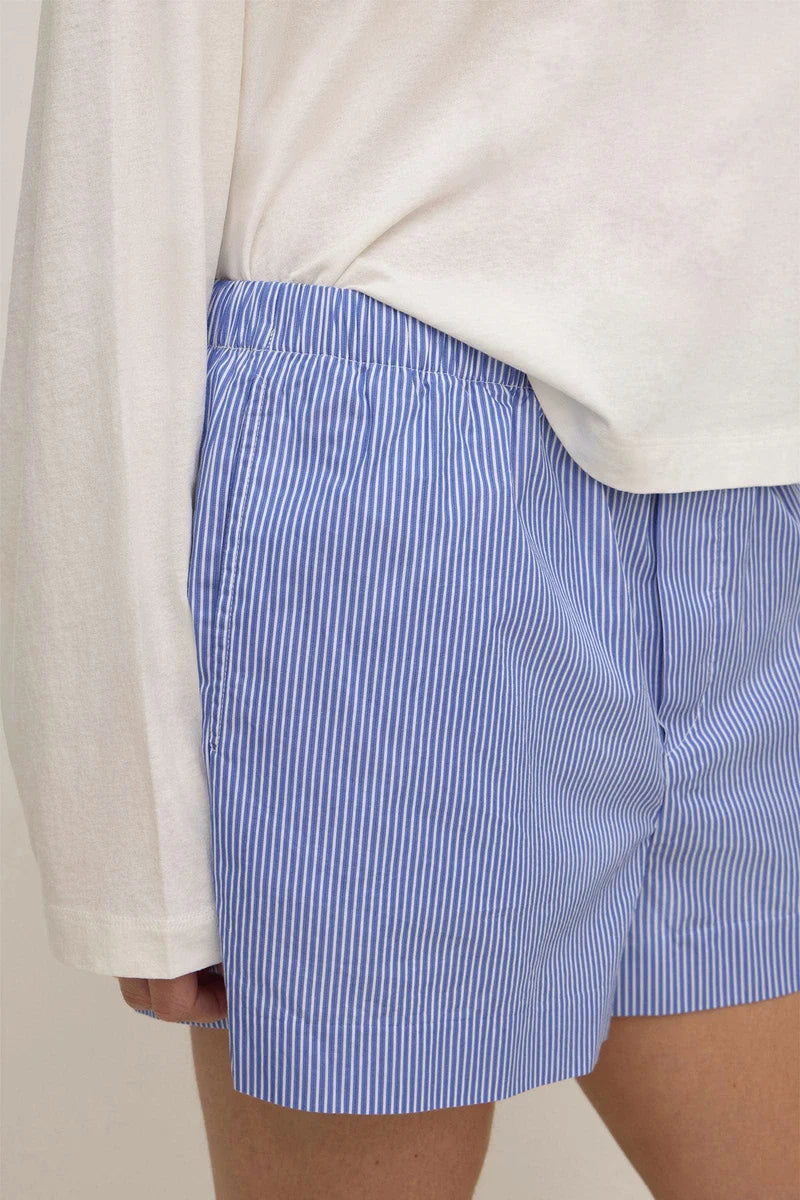 Ava Stripe Poplin Short - Navy Stripe