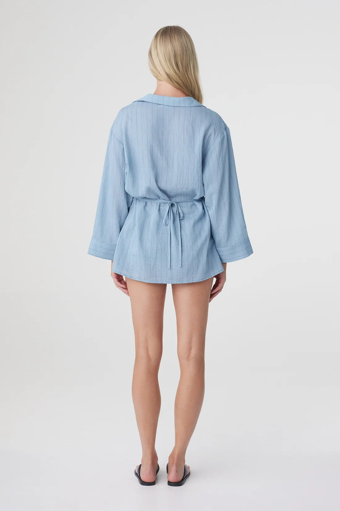 Amara Oversized Shirt Dress - Dusk Blue Stripe