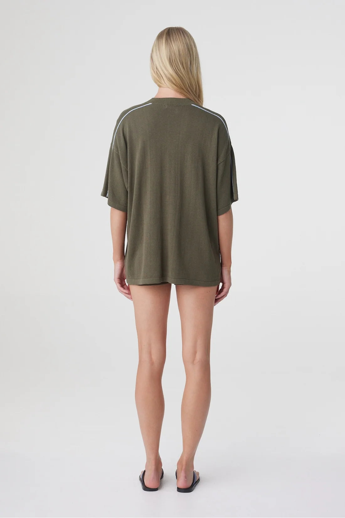 Pippa Oversized Tee - Smokey Olive & Dusk Blue
