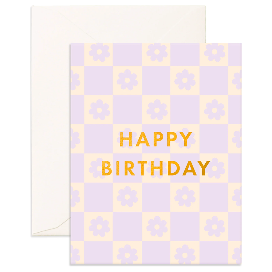 Fox & Fallow Birthday Lilac Daisy Grid Greeting Card