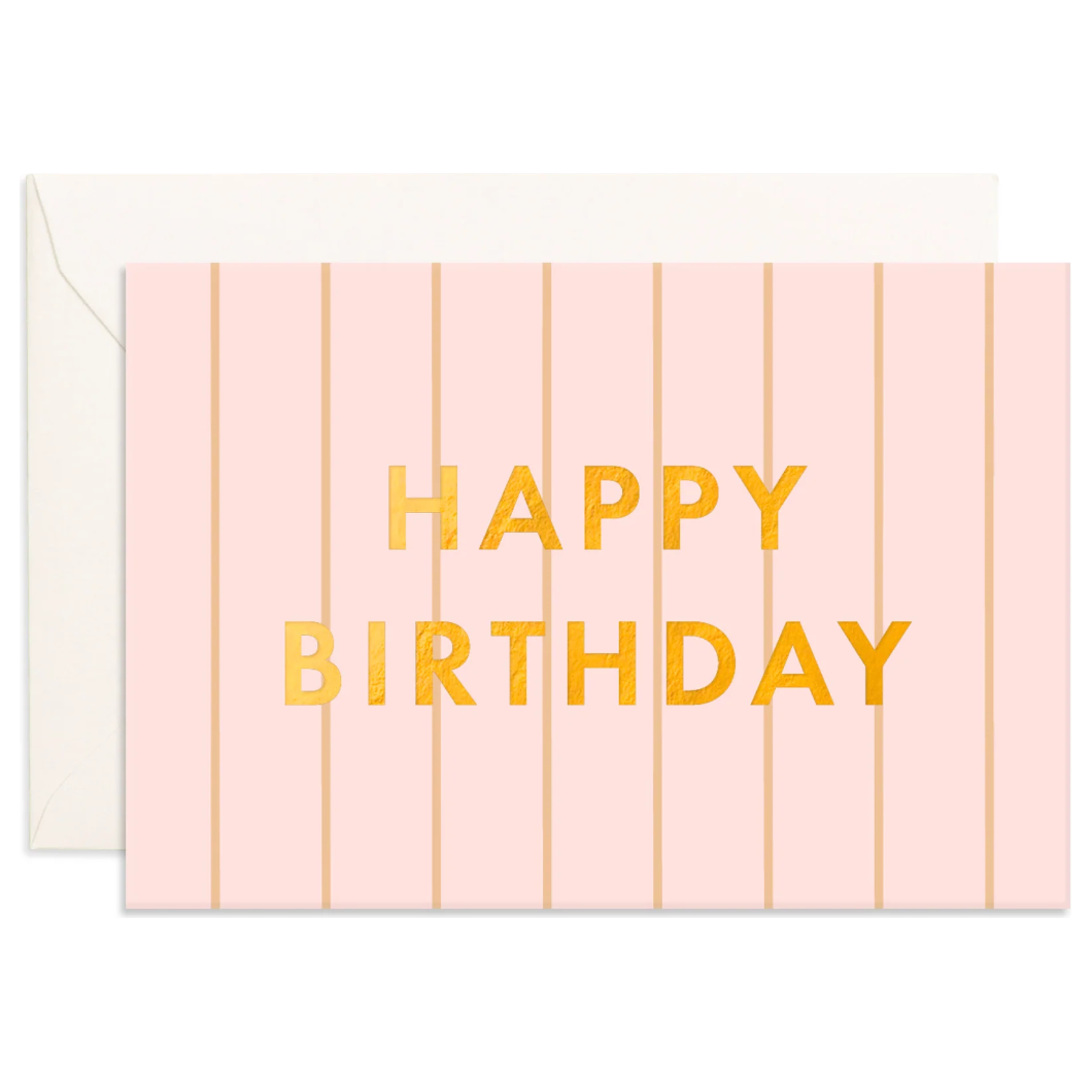 Fox & Fallow Birthday Peony Pinstripe Mini Greeting Card