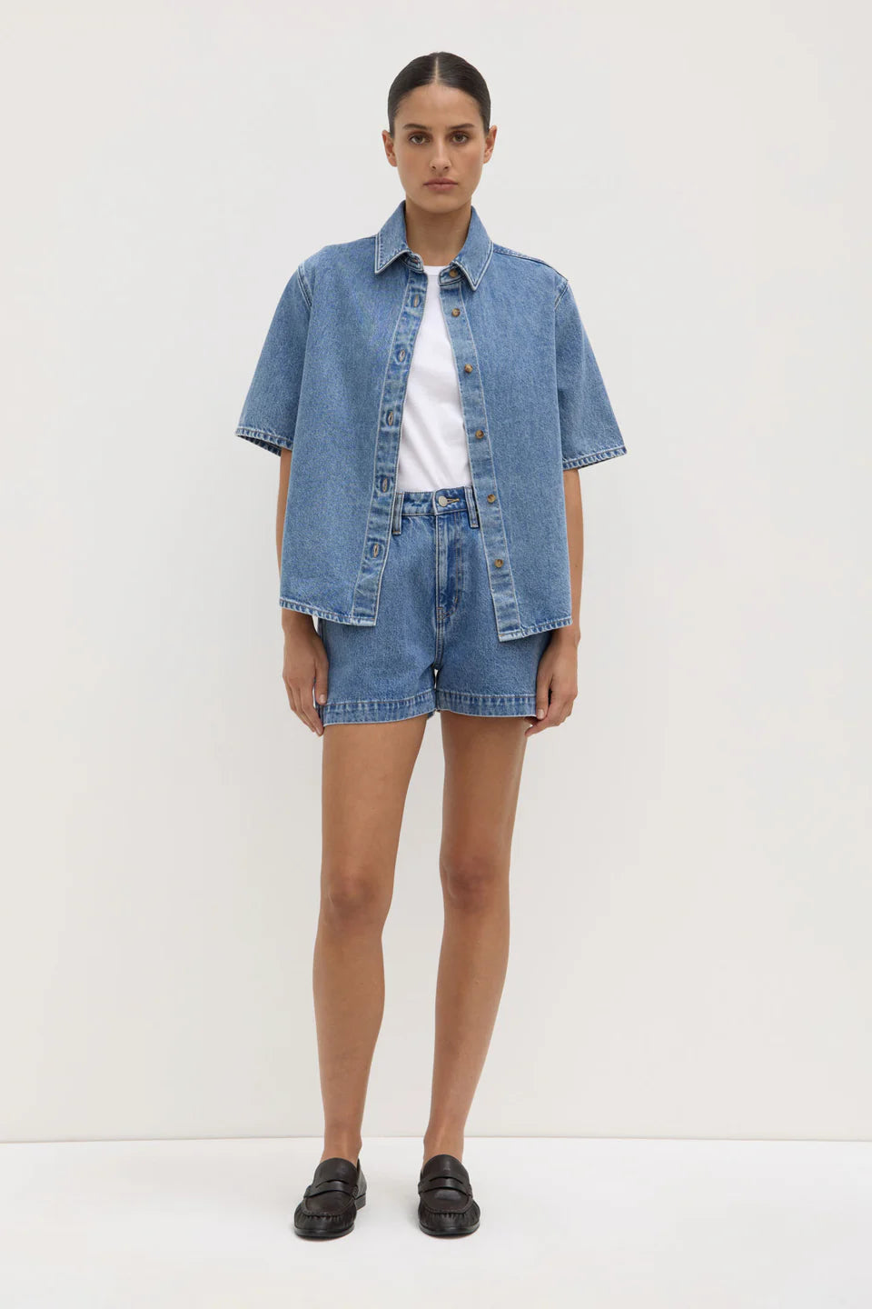 Boxy Denim Short - Dark Stone