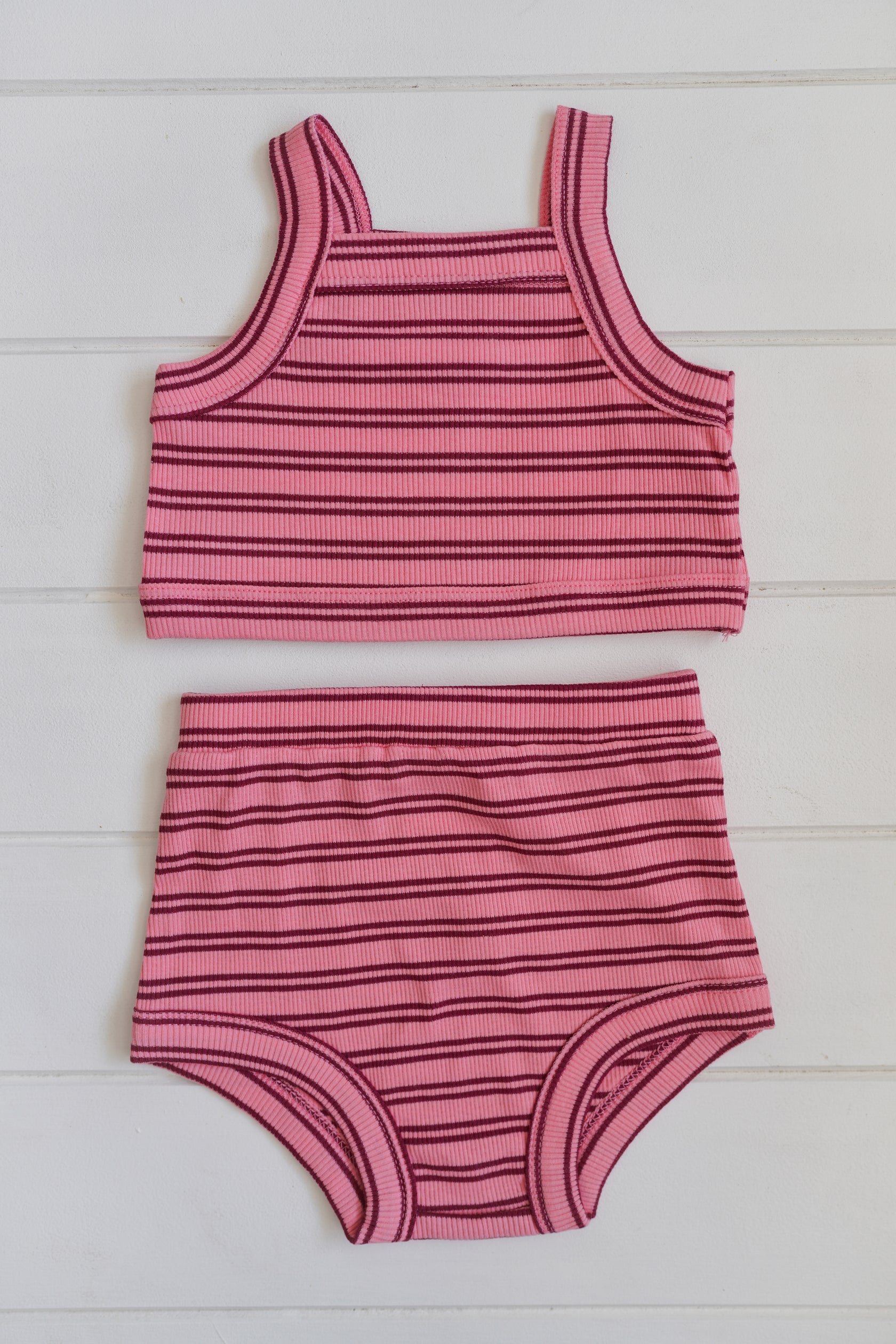 Cleo Rib Set - Pink and Red Stripe