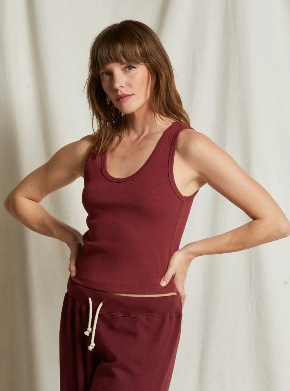 Blondie Structured Rib Tank - Cranberry