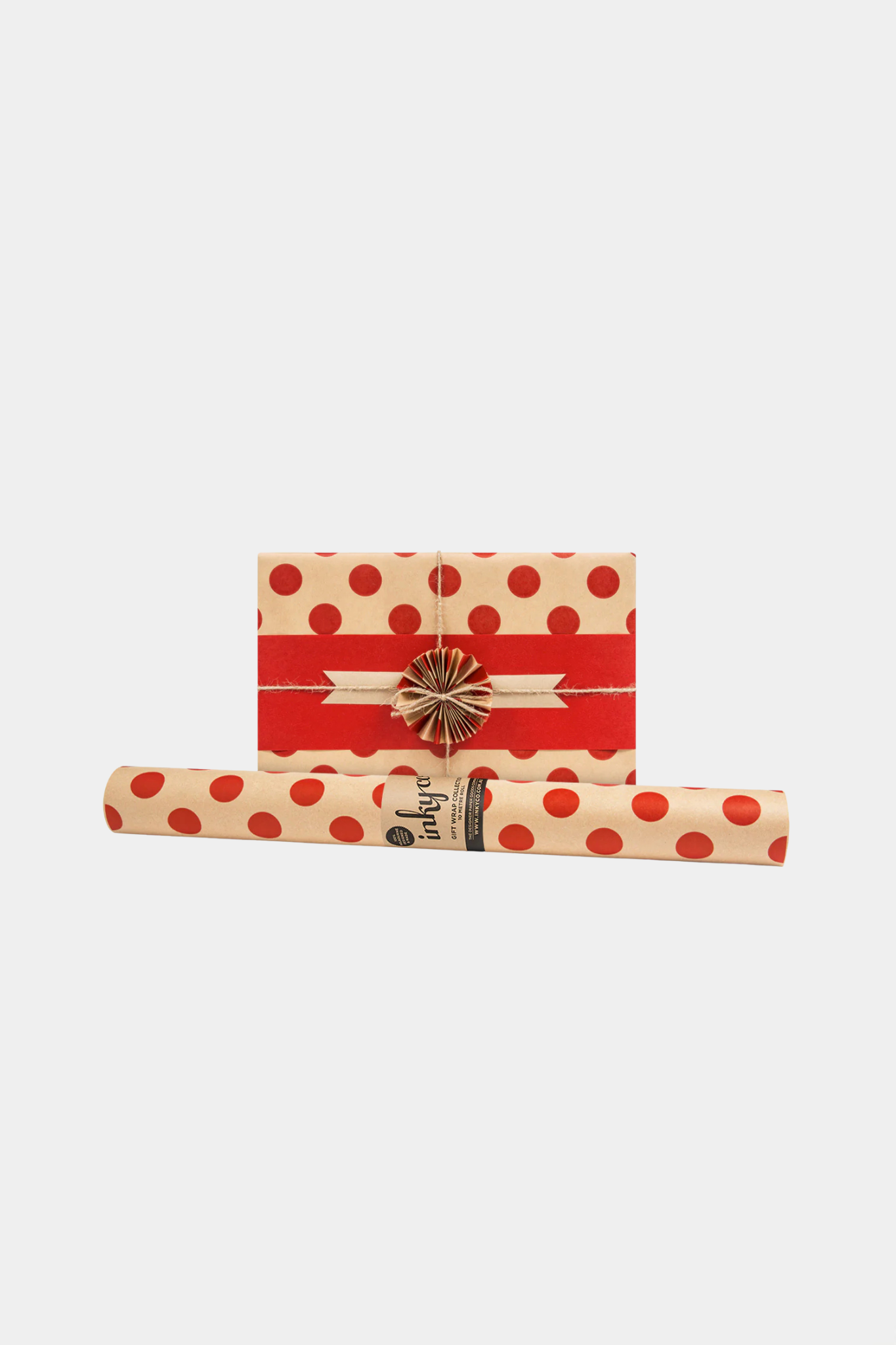 Red Dot Kraft Gift Wrapping Paper Roll 5m