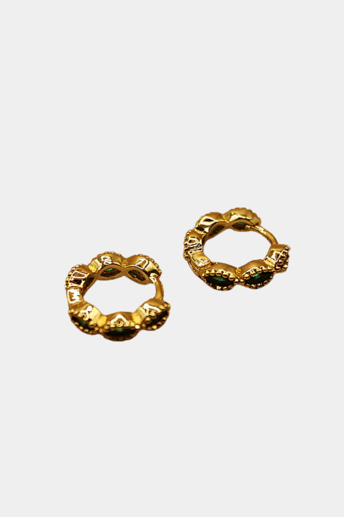 Amelia Hoop Earrings - Emerald / Gold