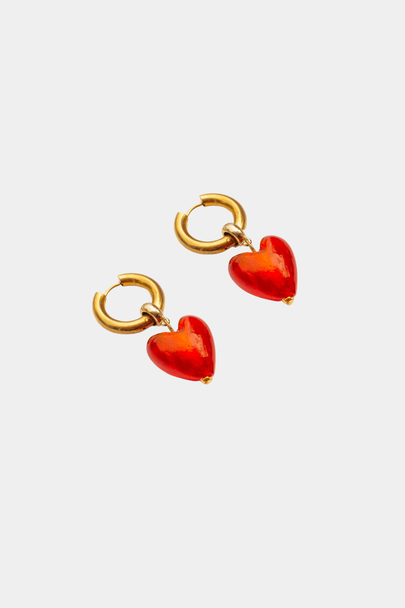 Treasured Heart Hoop Earrings - Red