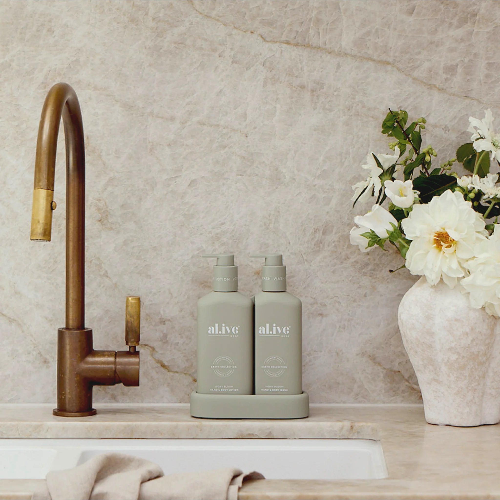 Compact Bathroom Duo - Ivory Bloom