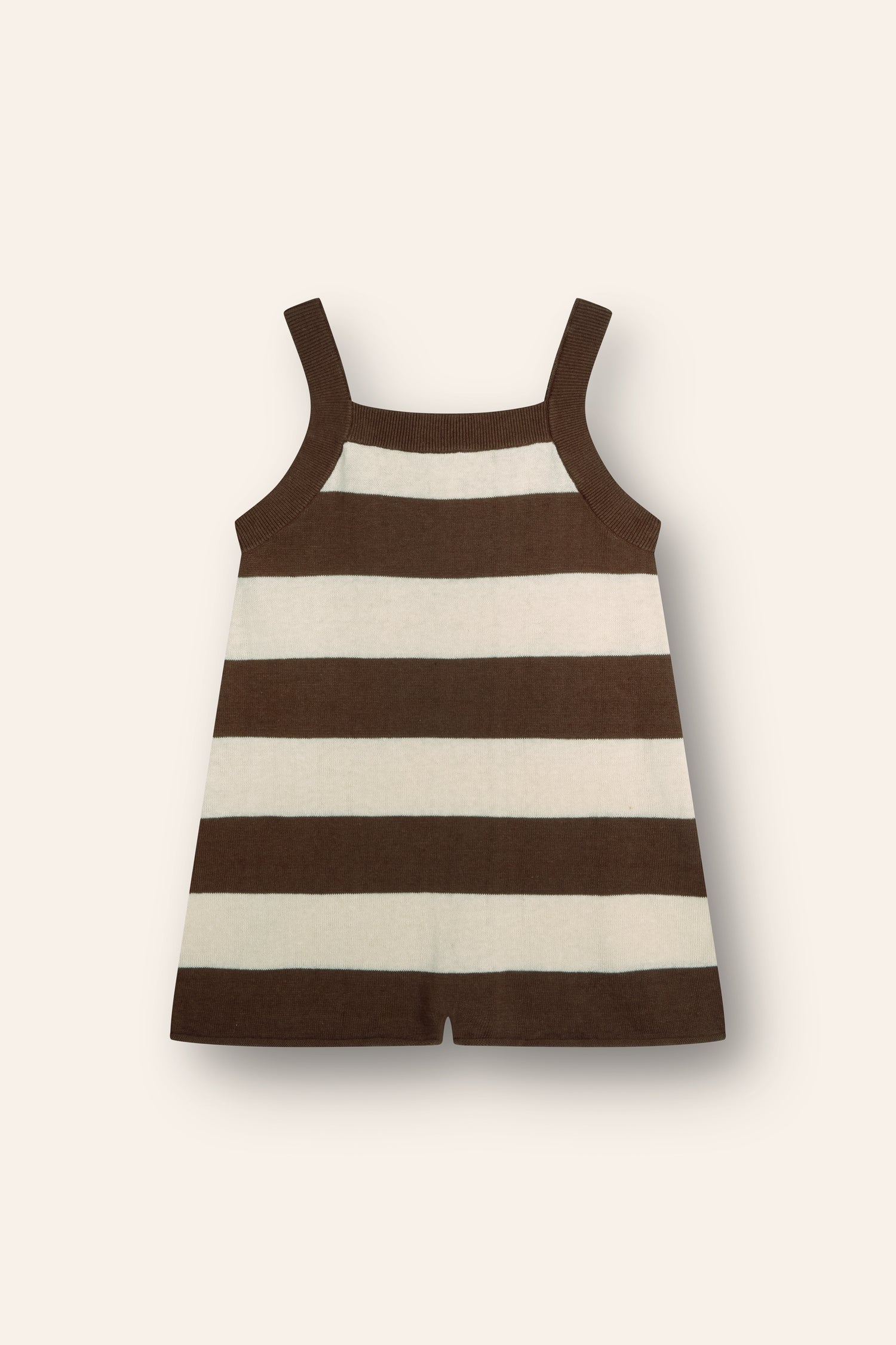 Lightweight Knit Romper - Choc Stripe