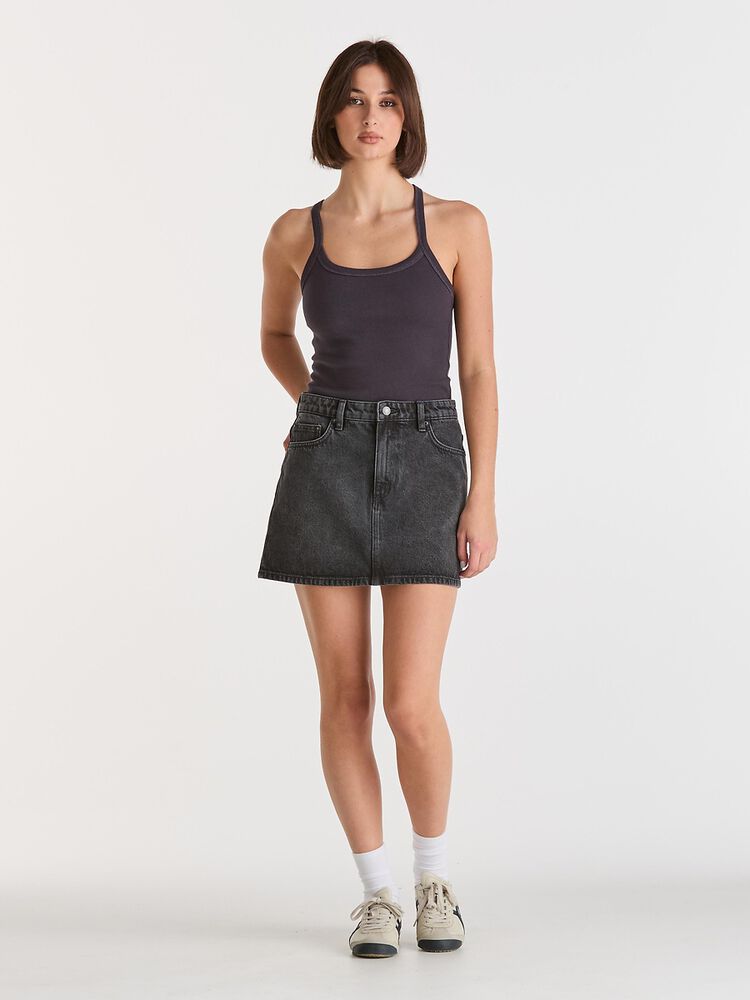 Relaxed Mini Skirt - Smoked Black