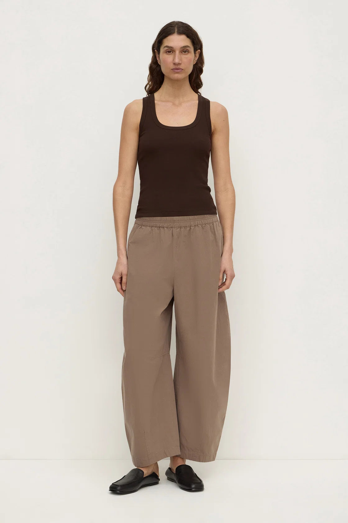 Elaine Washed Cotton Pant - Dark Sand